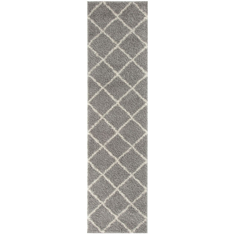 Diamond Design Thick Shaggy Area Rugs Grey
