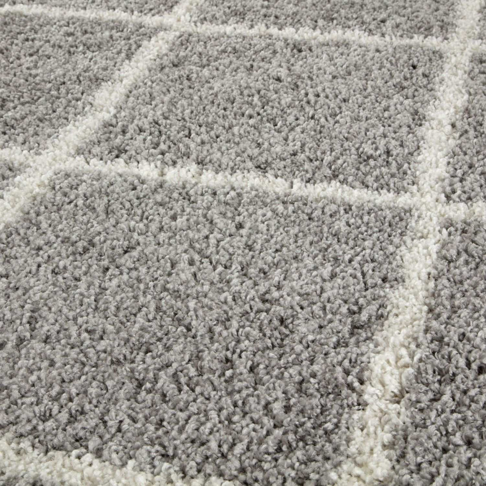 Diamond Design Thick Shaggy Area Rugs Grey