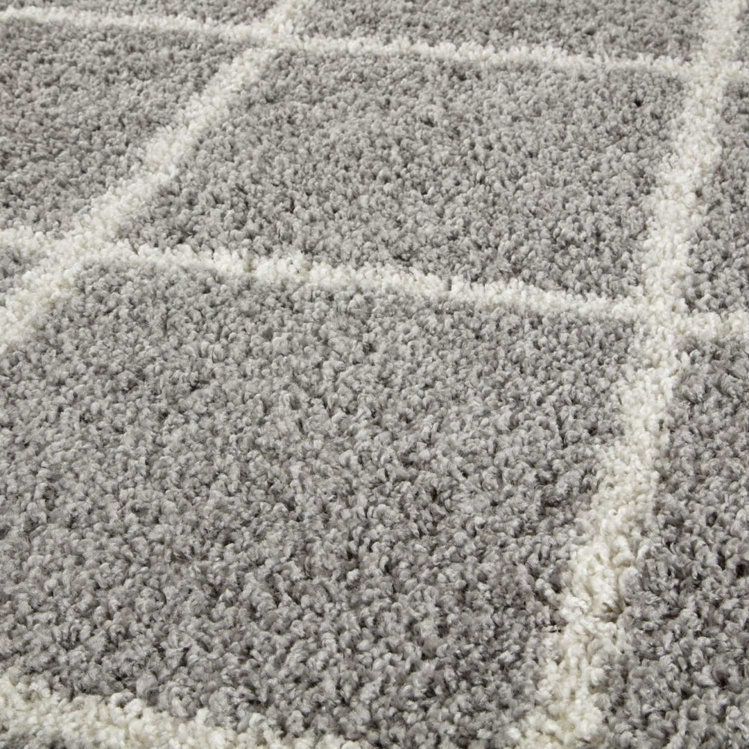 Diamond Design Thick Shaggy Area Rugs Grey