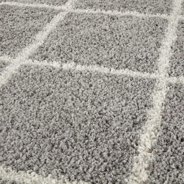 Diamond Design Thick Shaggy Area Rugs Grey