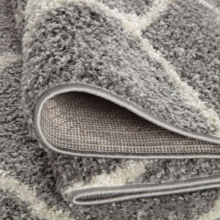 Diamond Design Thick Shaggy Area Rugs Grey