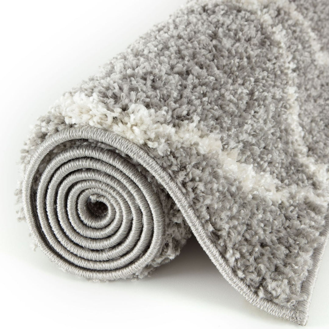Diamond Design Thick Shaggy Area Rugs Grey
