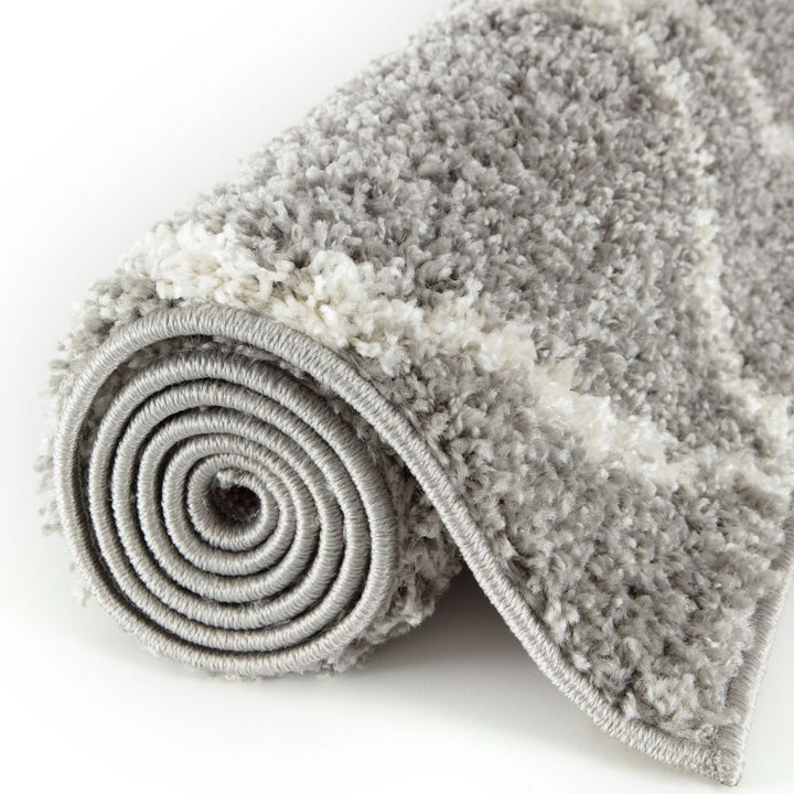Diamond Design Thick Shaggy Area Rugs Grey
