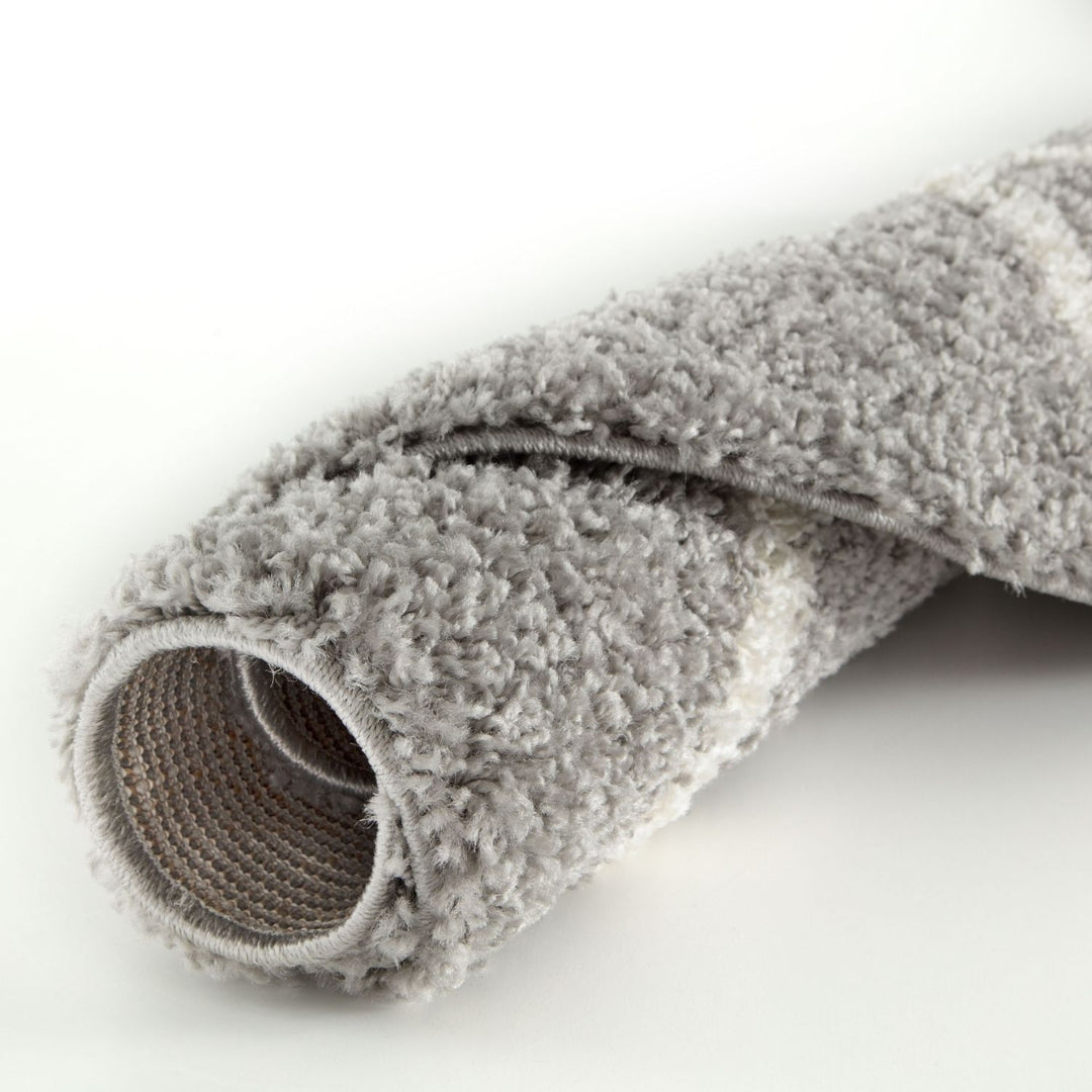 Diamond Design Thick Shaggy Area Rugs Grey