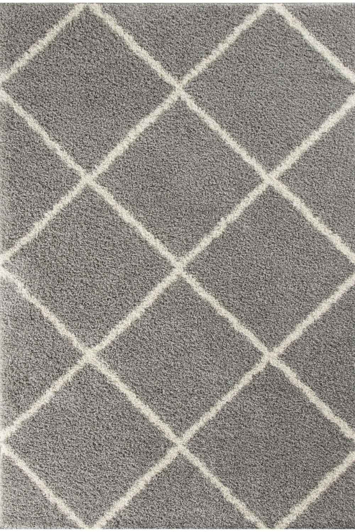 Diamond Design Thick Shaggy Area Rugs Grey