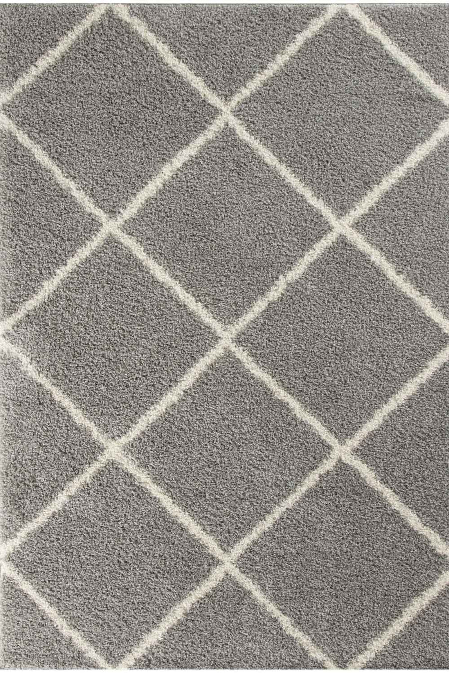Diamond Design Thick Shaggy Area Rugs Grey