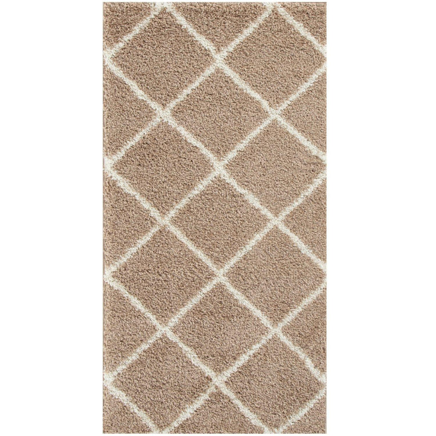 Diamond Design Thick Shaggy Area Rugs Beige