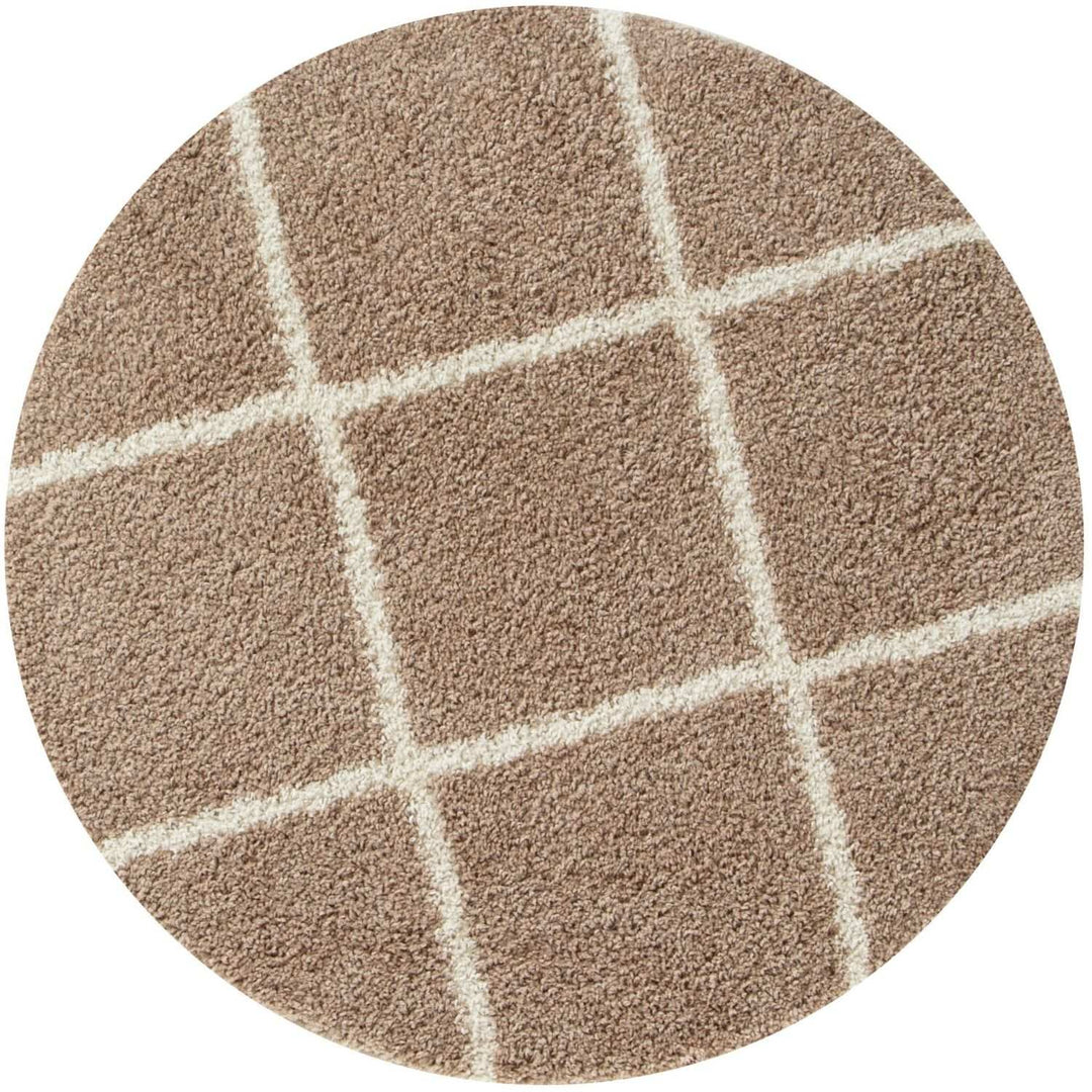 Diamond Design Thick Shaggy Area Rugs Beige