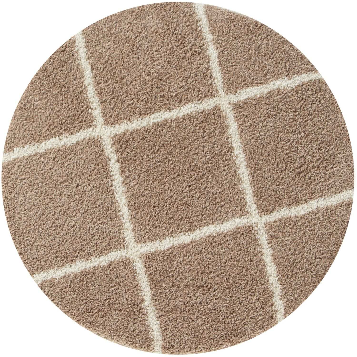 Diamond Design Thick Shaggy Area Rugs Beige