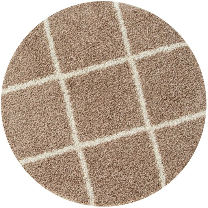 Diamond Design Thick Shaggy Area Rugs Beige