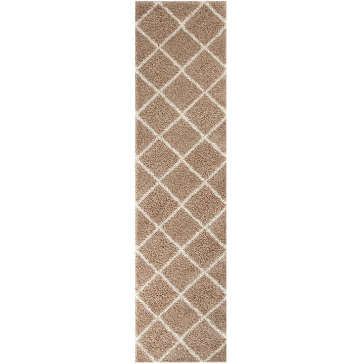 Diamond Design Thick Shaggy Area Rugs Beige