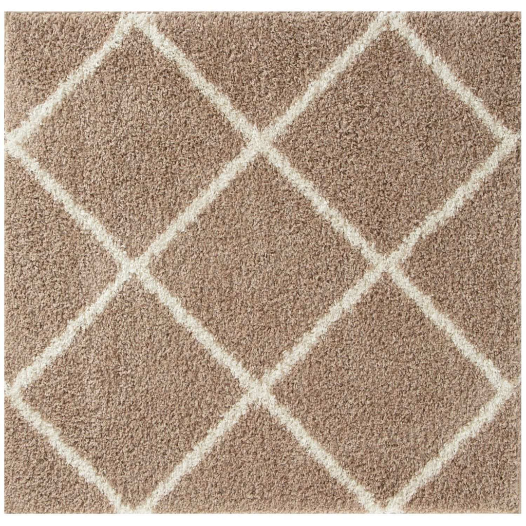 Diamond Design Thick Shaggy Area Rugs Beige