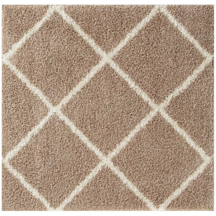 Diamond Design Thick Shaggy Area Rugs Beige