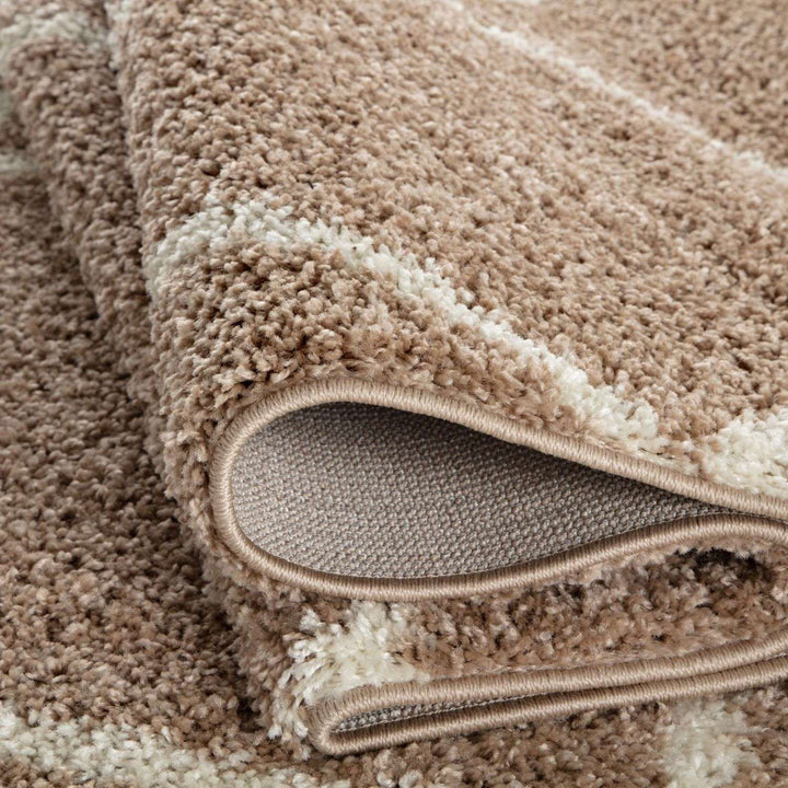 Diamond Design Thick Shaggy Area Rugs Beige