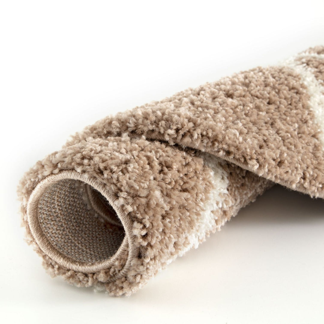 Diamond Design Thick Shaggy Area Rugs Beige