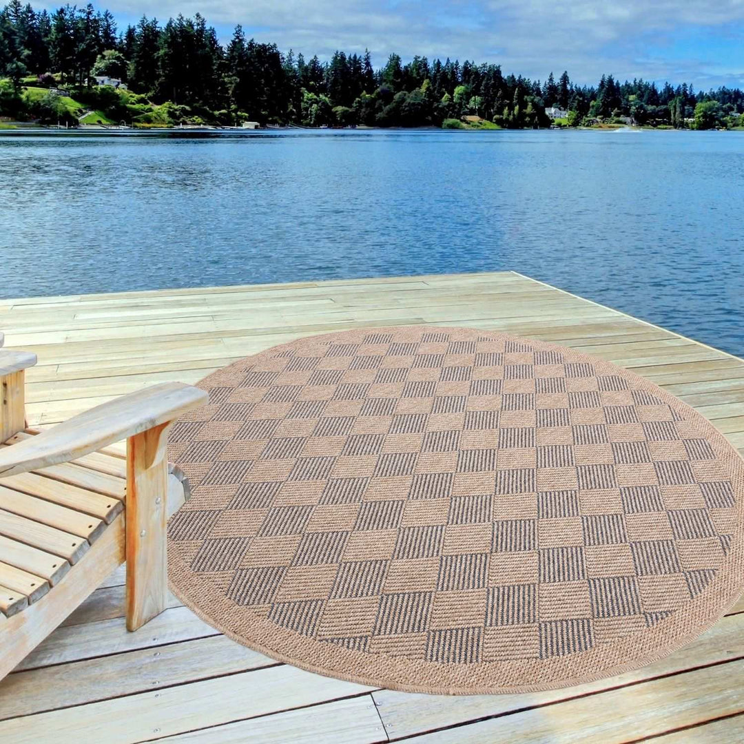 Nature blue outdoor rug easy to maintain and water-resistant