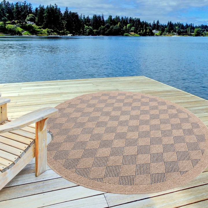 Nature blue outdoor rug easy to maintain and water-resistant
