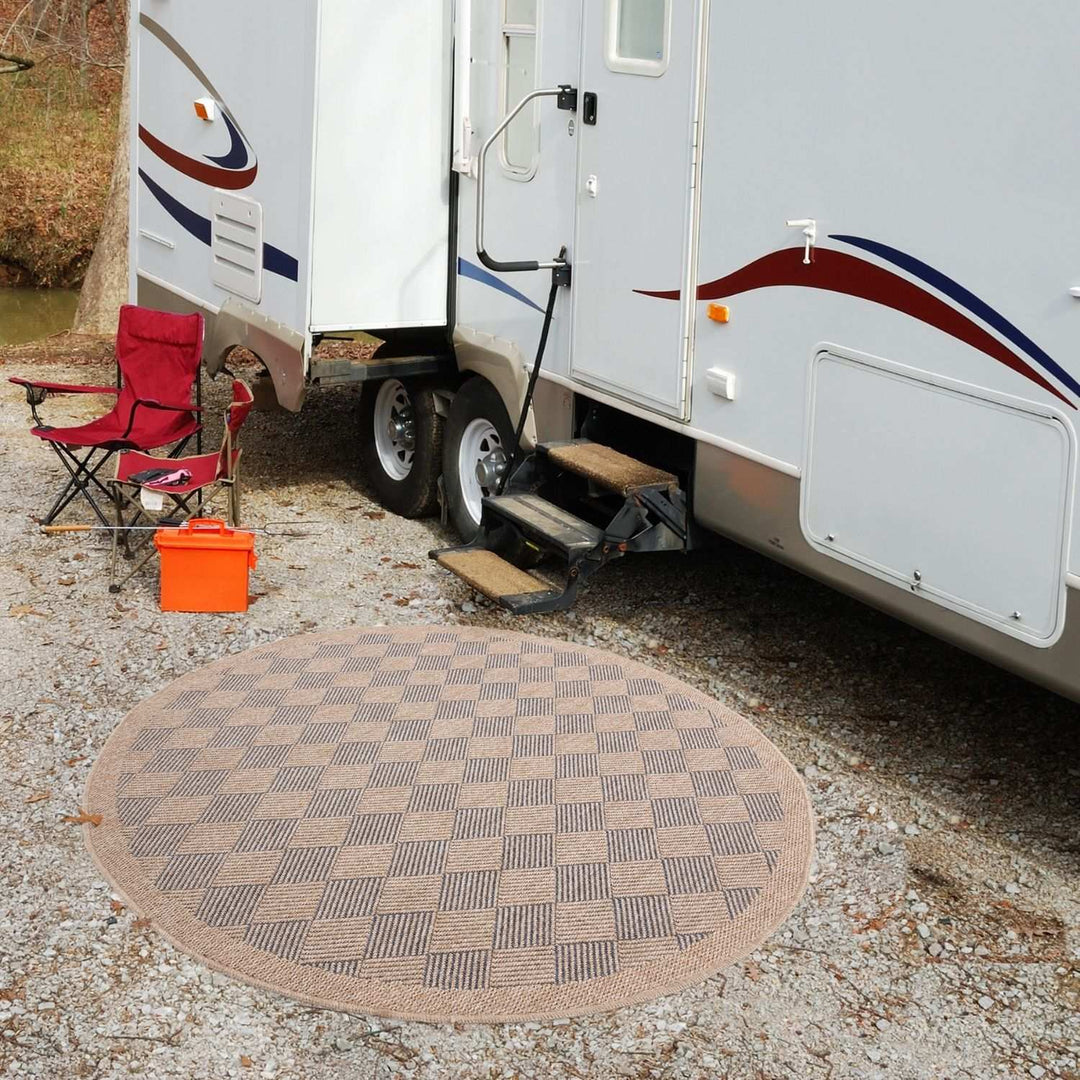 Nature blue outdoor rug easy to maintain and water-resistant