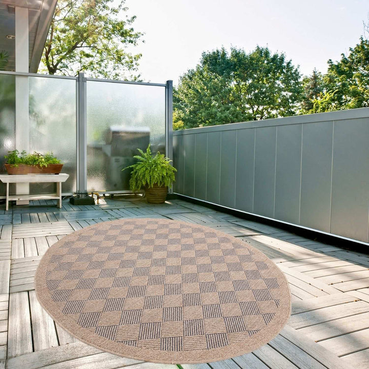 Nature blue outdoor rug easy to maintain and water-resistant
