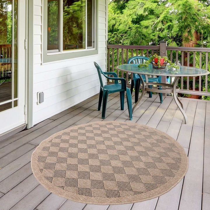 Nature Outdoor Rug Dark Grey colour weather-resistant, jute-looking, easy to clean.