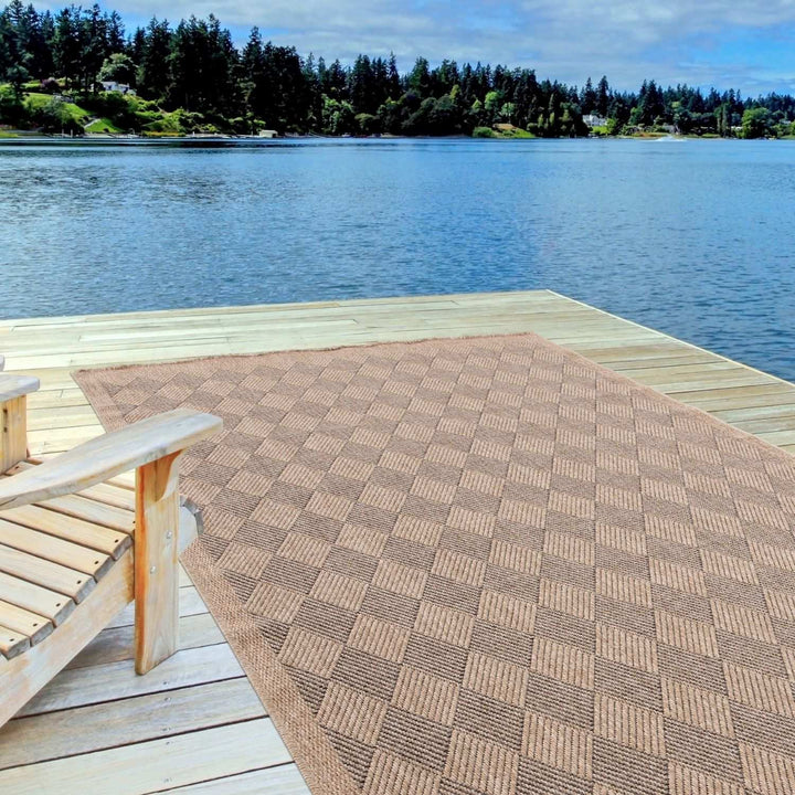 Nature Outdoor Rug Dark Grey colour weather-resistant, jute-looking, easy to clean.