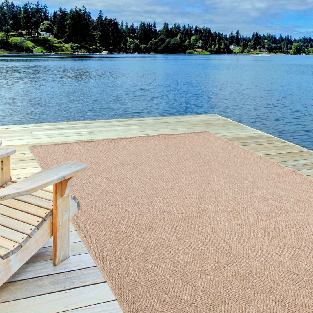 Nature Outdoor beige rug is resistant to moisture and UV protected