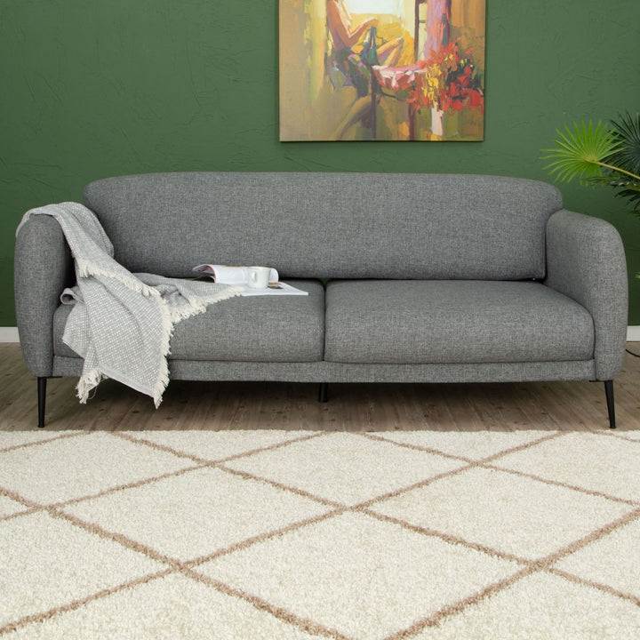 Diamond Design Thick Shaggy Area Rugs Ivory Beige