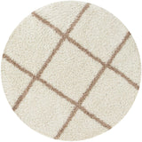 Diamond Design Thick Shaggy Area Rugs Ivory Beige