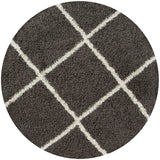 Diamond Design Thick Shaggy Area Rugs Dark Grey