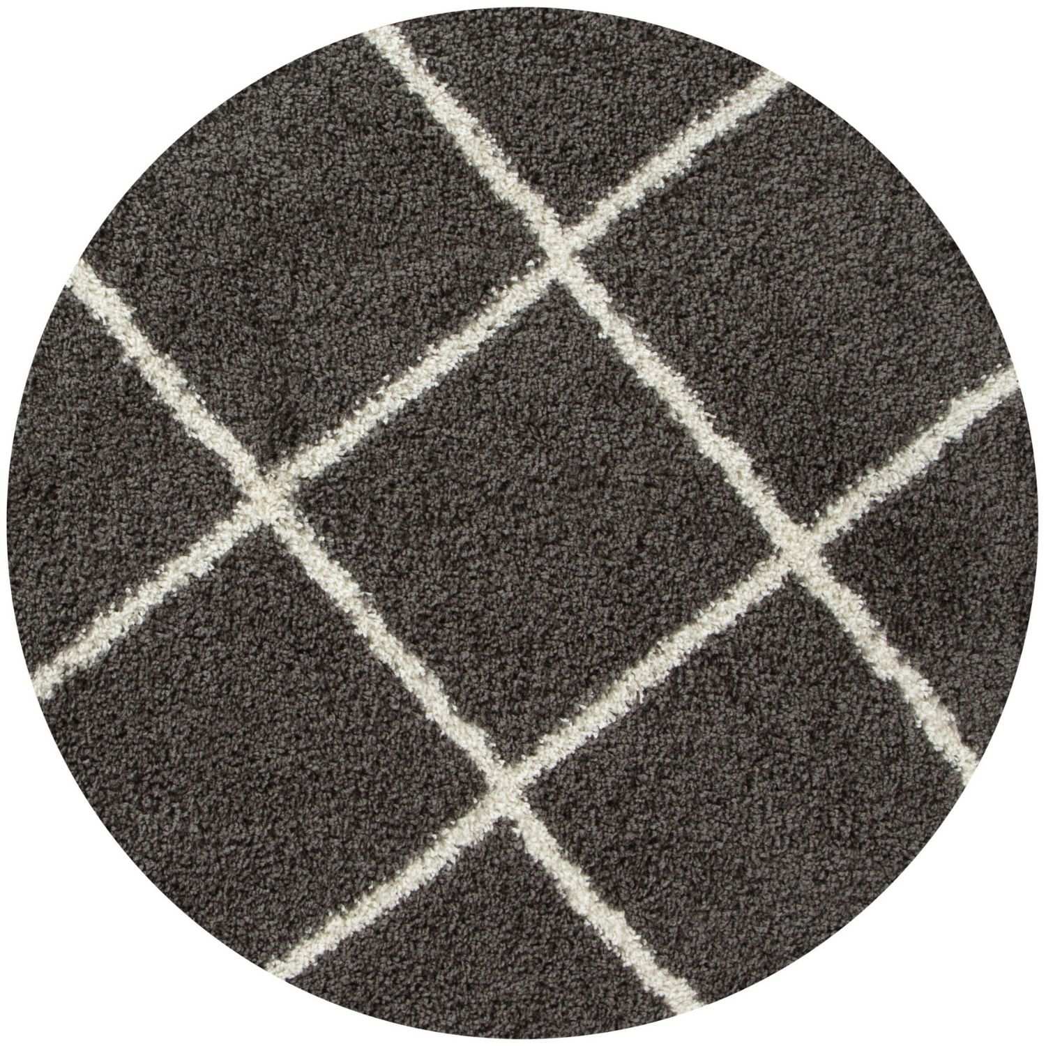 Diamond Design Thick Shaggy Area Rugs Dark Grey