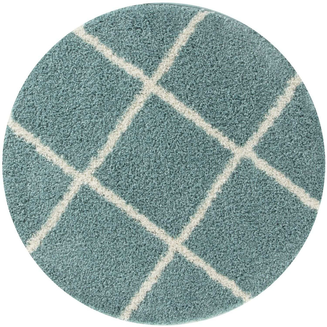 Diamond Design Thick Shaggy Area Rugs Duck Egg Blue