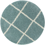 Diamond Design Thick Shaggy Area Rugs Duck Egg Blue