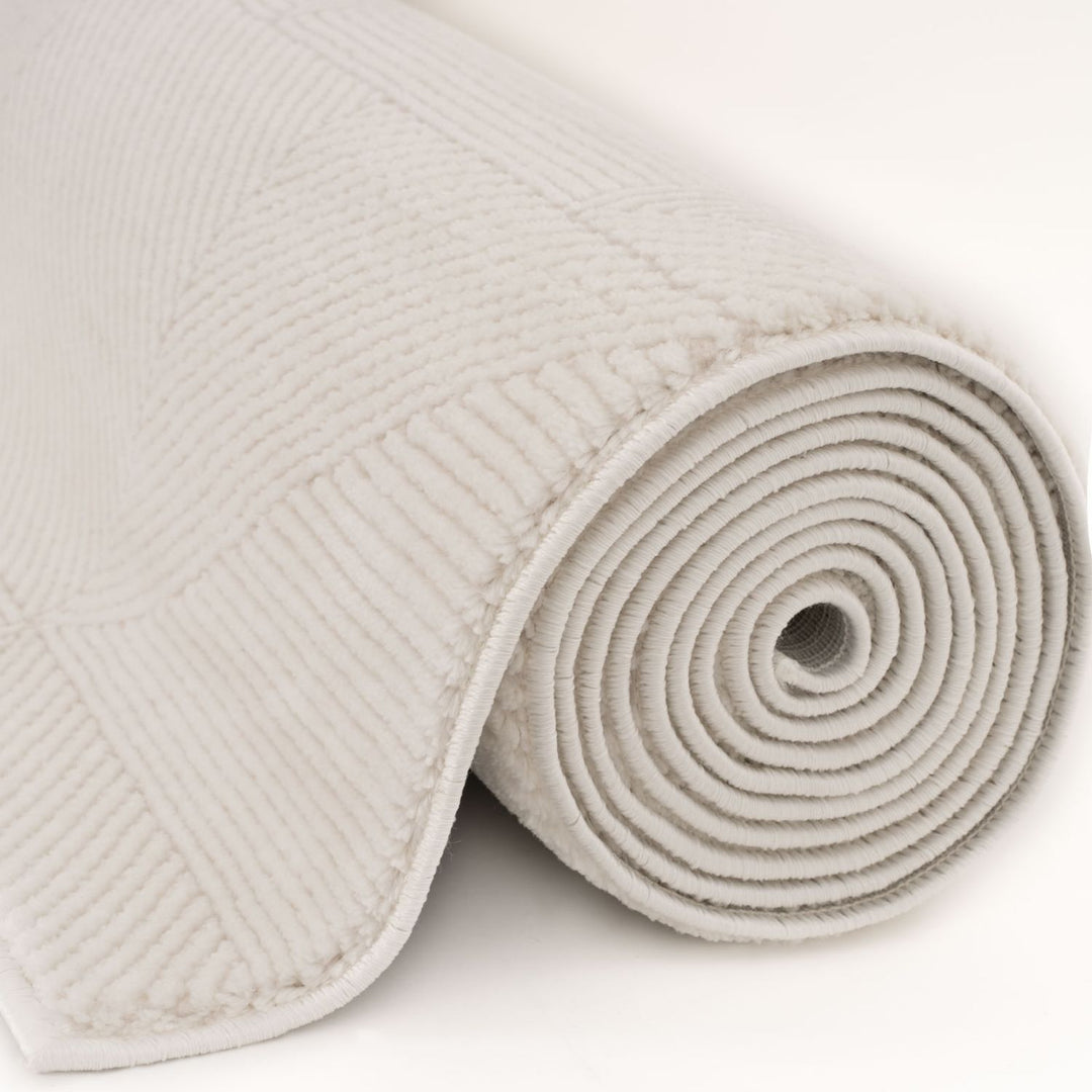 cream colour, abstract design, stain-resistant, Cosy comfort rug, non-static