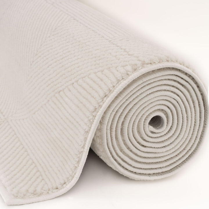 cream colour, abstract design, stain-resistant, Cosy comfort rug, non-static