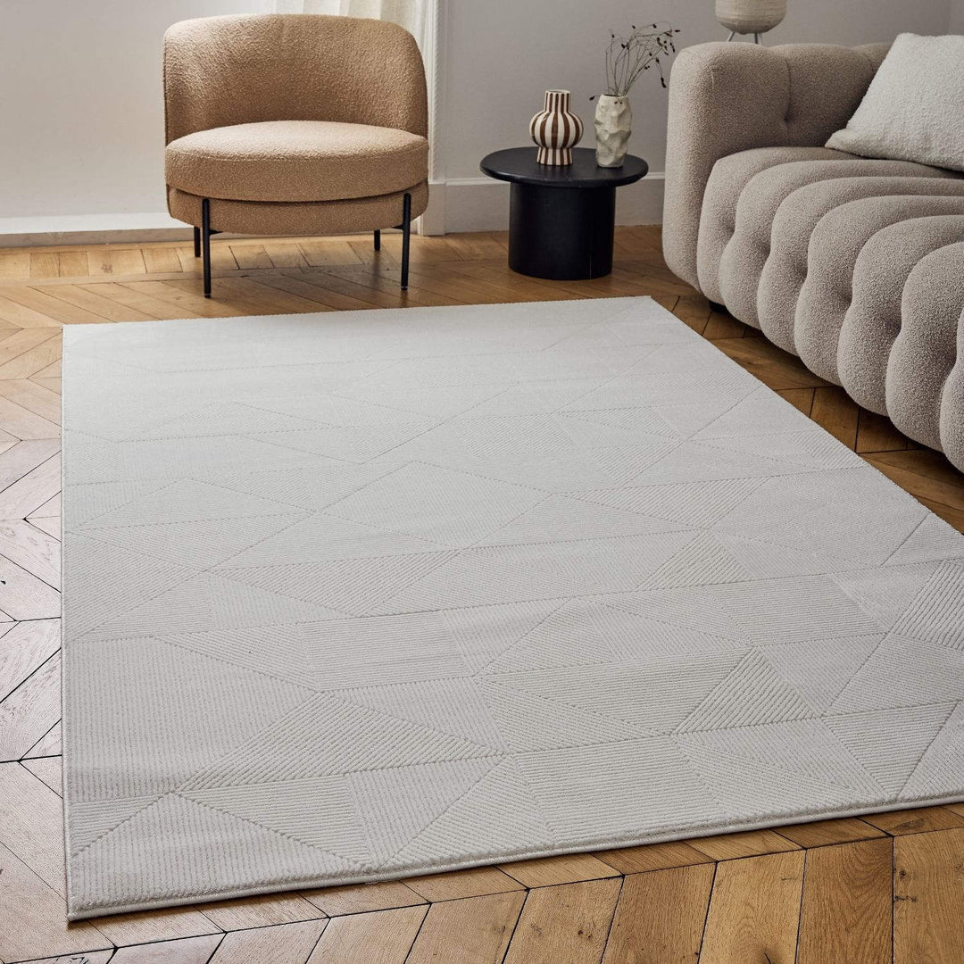 cream colour, abstract design, stain-resistant, Cosy comfort rug, non-static