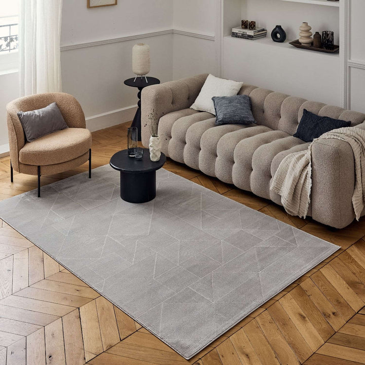 grey colour, abstract design, stain-resistant, Cosy comfort rug, non-static