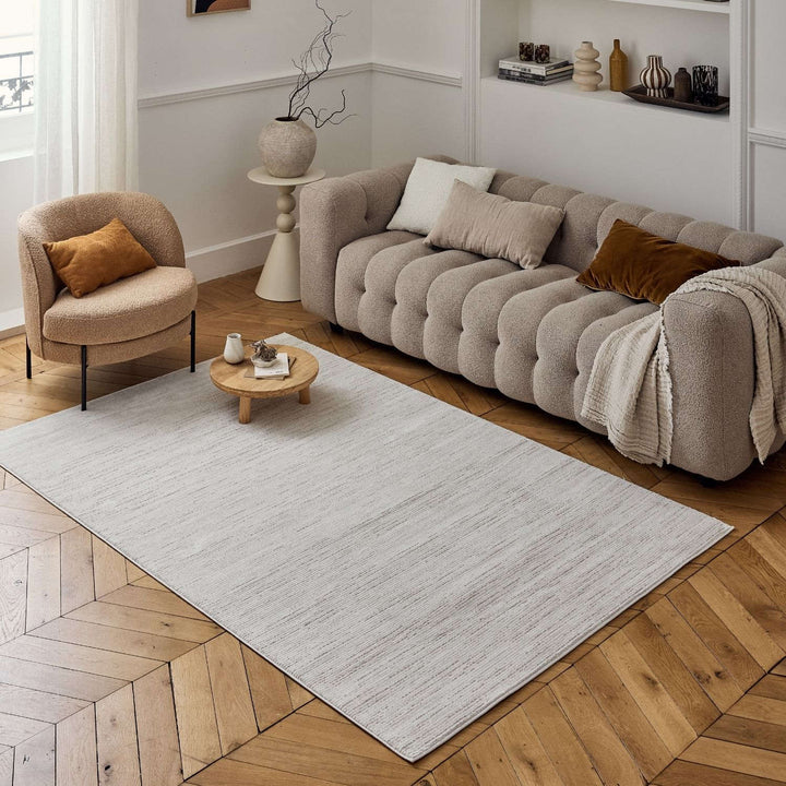 beige-cream colours, striped design, stain-resistant, Cosy comfort rug.