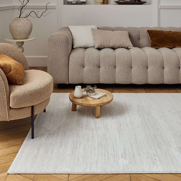 beige-cream colours, striped design, stain-resistant, Cosy comfort rug.