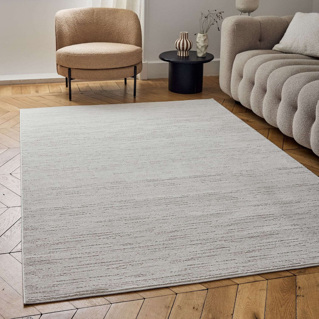 beige-cream colours, striped design, stain-resistant, Cosy comfort rug.