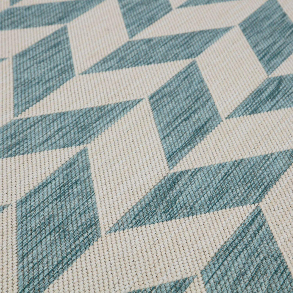 Aqua Chevron Outdoor Rug for Garden | The Rugs