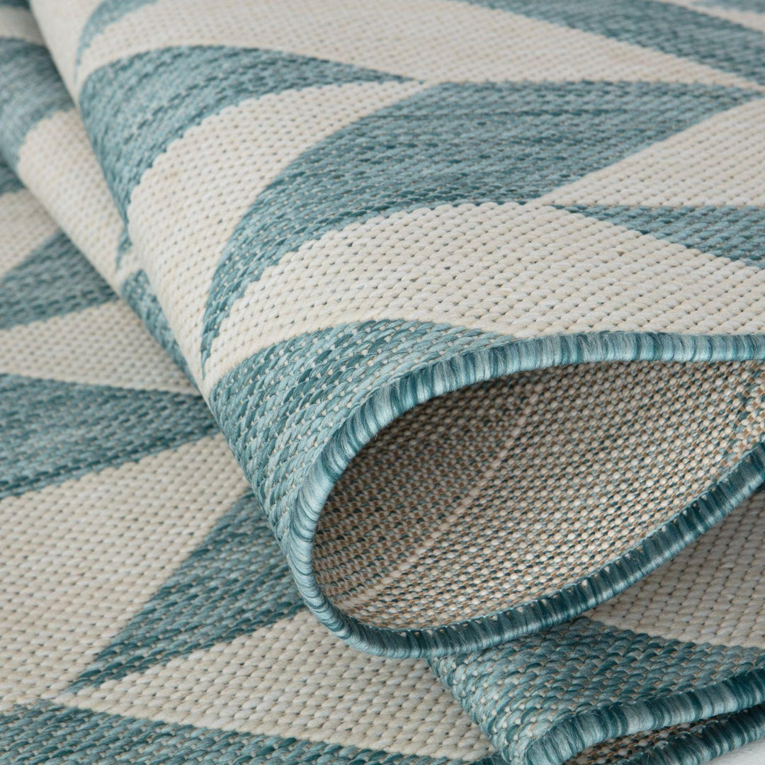 Aqua Chevron Outdoor Rug for Garden | The Rugs