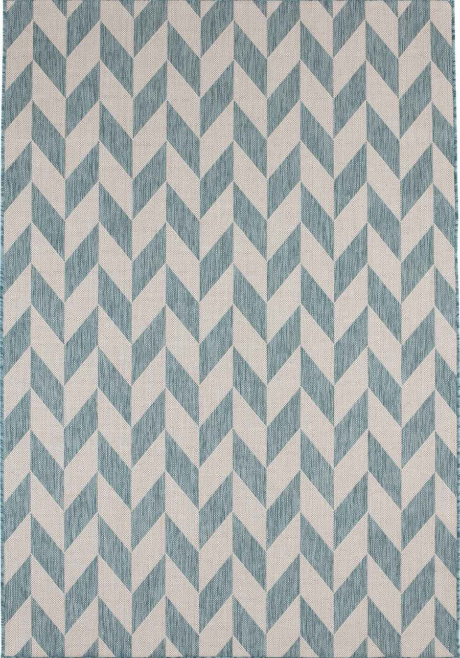 Aqua Chevron Outdoor Rug for Garden | The Rugs