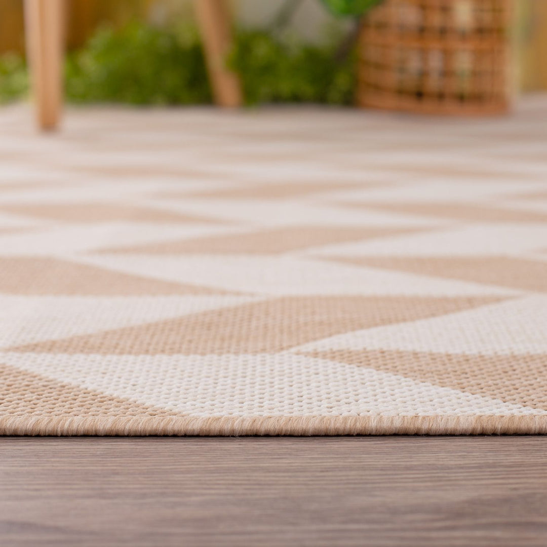 Beige Chevron Outdoor Rug for Garden | The Rugs