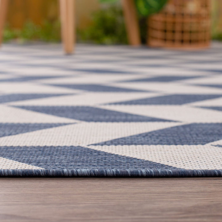 Blue Chevron Outdoor Rug for Garden | The Rugs