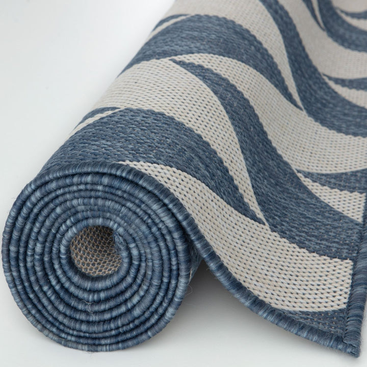 Blue Chevron Outdoor Rug for Garden | The Rugs