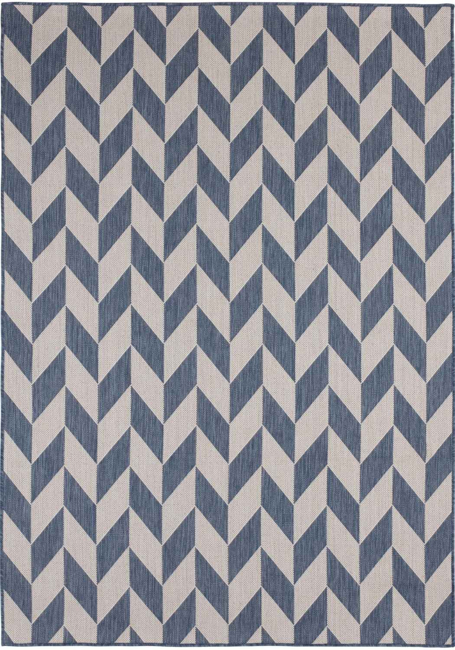 Blue Chevron Outdoor Rug for Garden | The Rugs