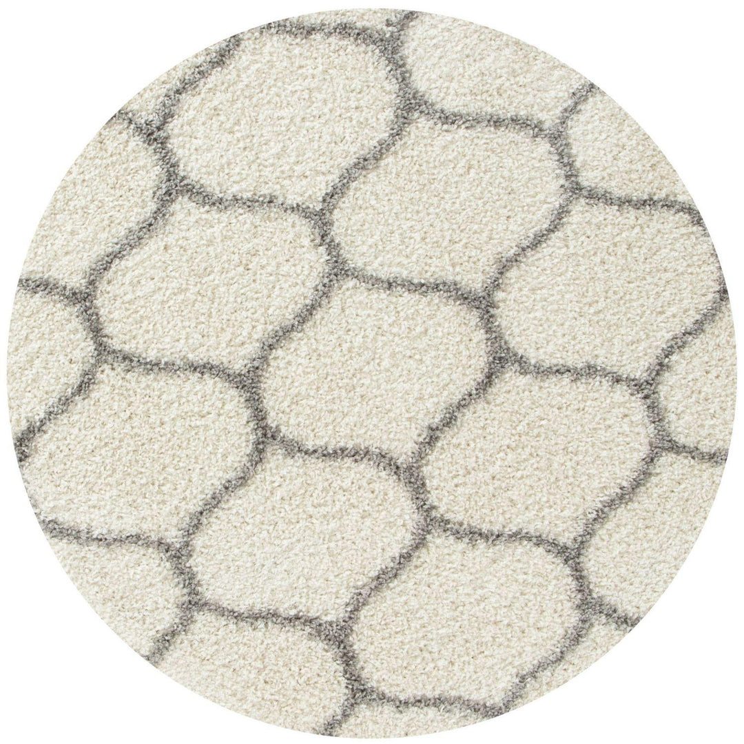 Trellis Design Thick Shaggy Area Rugs Ivory