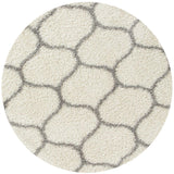 Trellis Design Thick Shaggy Area Rugs Ivory