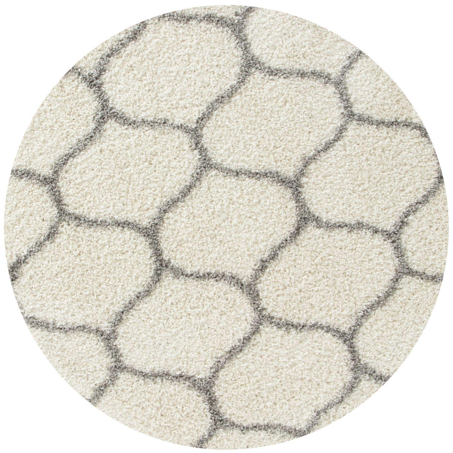 Trellis Design Thick Shaggy Area Rugs Ivory