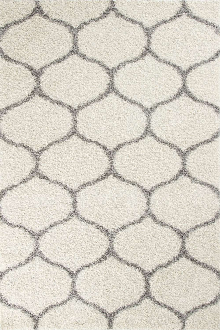 Trellis Design Thick Shaggy Area Rugs Ivory